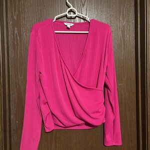 Nine West Hot Pink Long-Sleeve Top